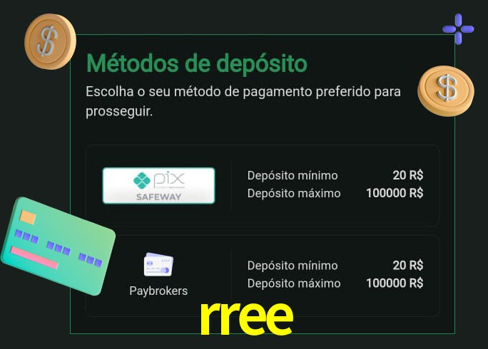 O cassino rree oferece uma grande variedade de métodos de pagamento